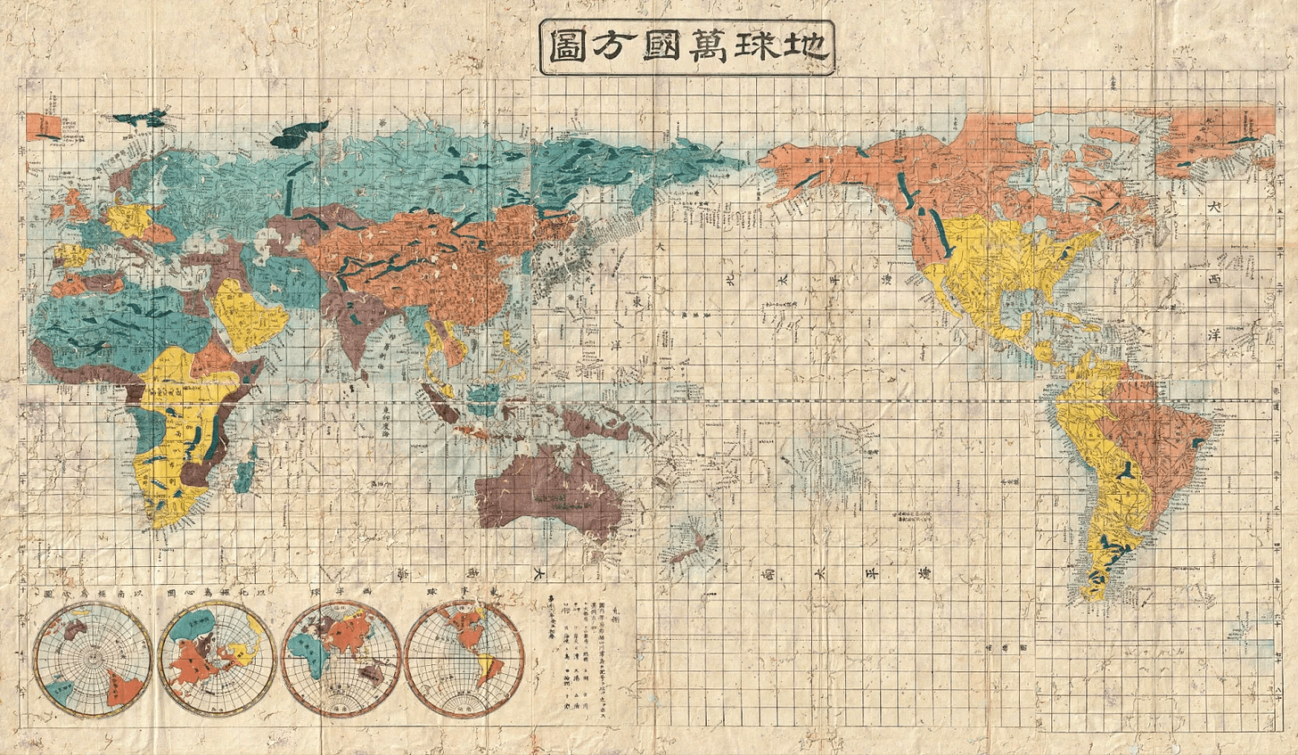 一张以日本为中心的世界地图